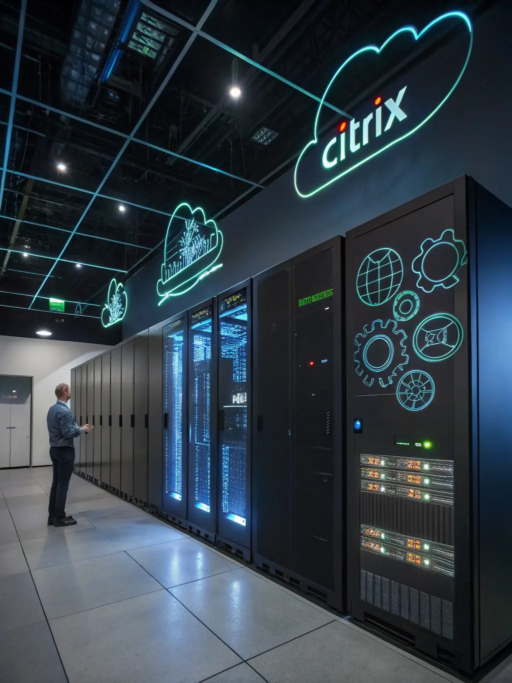 A visual depiction of Citrix XenServer, emphasizing its capabilities in application and desktop virtualization.
